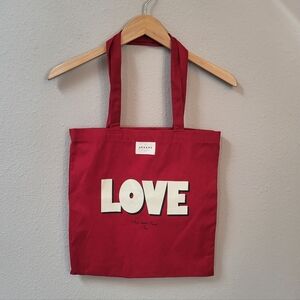 NEW Sezane Love Spellout Red Cotton Tote Bag